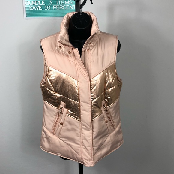 Vince Camuto Pink Rose Gold Puffer Vest 